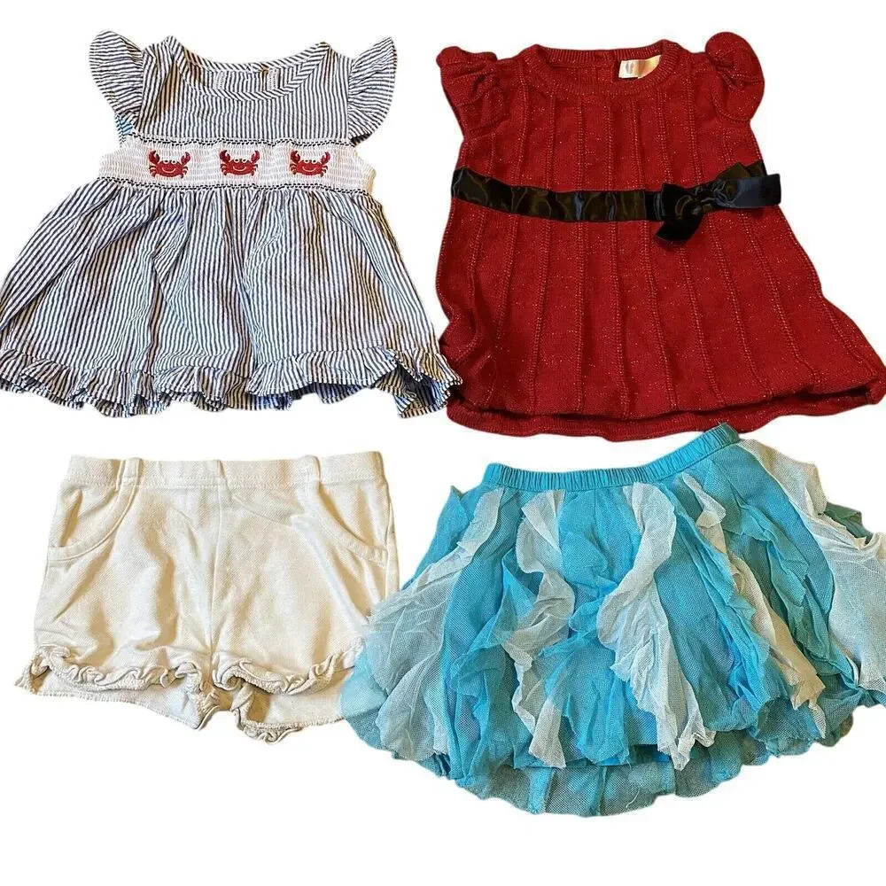 Baby Girl Clothing Lot of 4 Spring Summer Dress Shorts Size 6/9/12M Mixed Brand